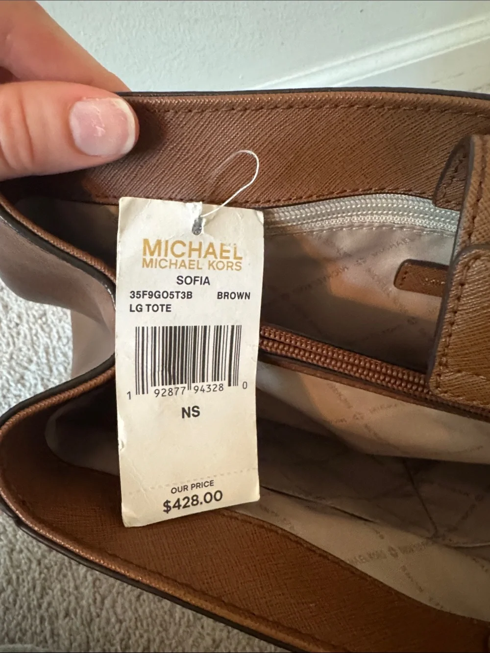 Michael Kors Brown & Tan MK Signature Tote with Gold Hardware